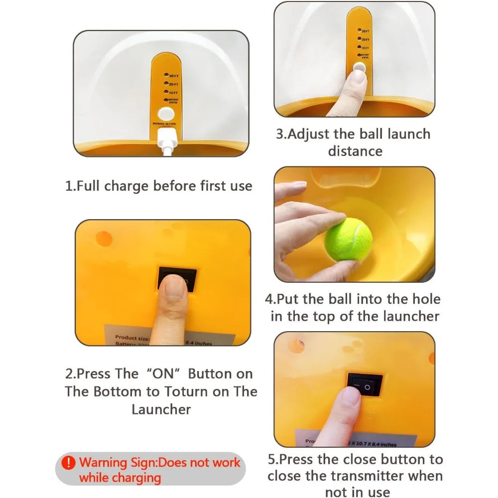 Ball Launcher For Dogs With 12 Tennis Balls Electric Dog Toy