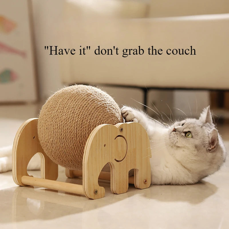 Cat Scratch Ball Board Pet Toy Wear Resistant Sisal Ball Upright Auspicious Elephant Windmill Model Random Hair
