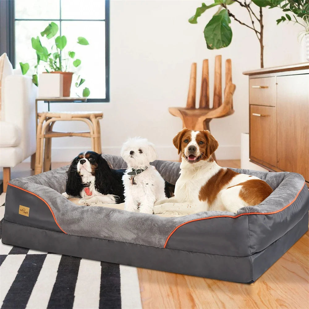 Jumbo Large Orthopedic Dog Bed, Waterproof, Elevated Cushion, Removable Cover