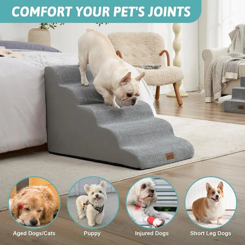 Dog Step for Small Dogs Puppy or Cat, Medium Pet Ramp for High Bed or Car