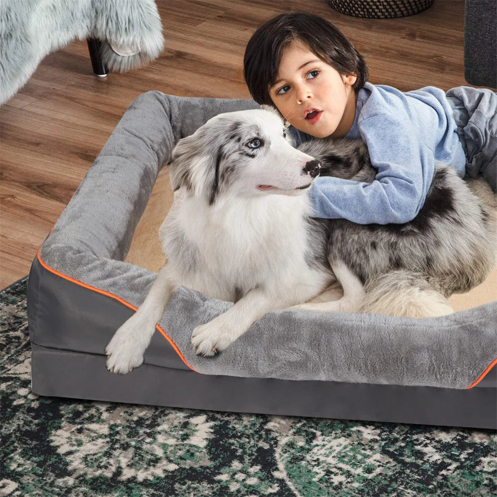 Jumbo Large Orthopedic Dog Bed, Waterproof, Elevated Cushion, Removable Cover