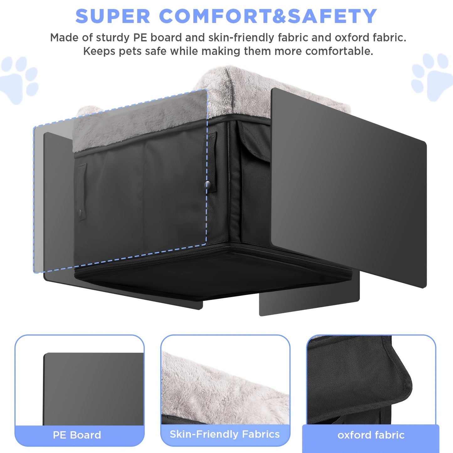 [Portable Dog Car Seat] Upgrade Portable Dog Car Seat for Small and Medium Dogs | Heightened Booster Seat with Storage Bag, Adjustable Straps, Easy to Install, Foldable, Detachable and Washable (Black)