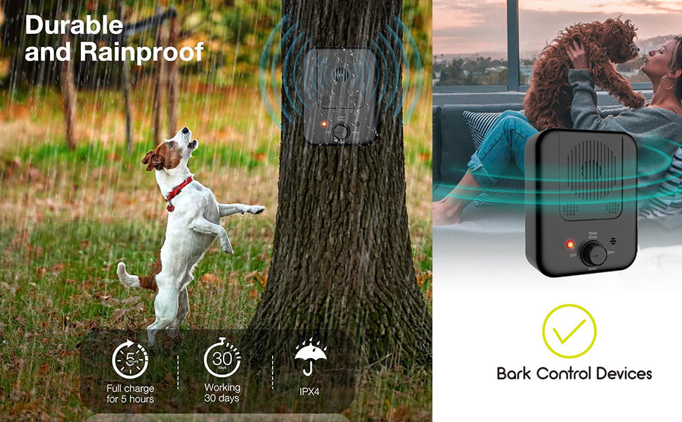 Barkpup Anti Barking Deterrent Device Dog Behavior Training Rechargeable Tool 10m Control Range LED Indicate Indoor/Outdoor Use