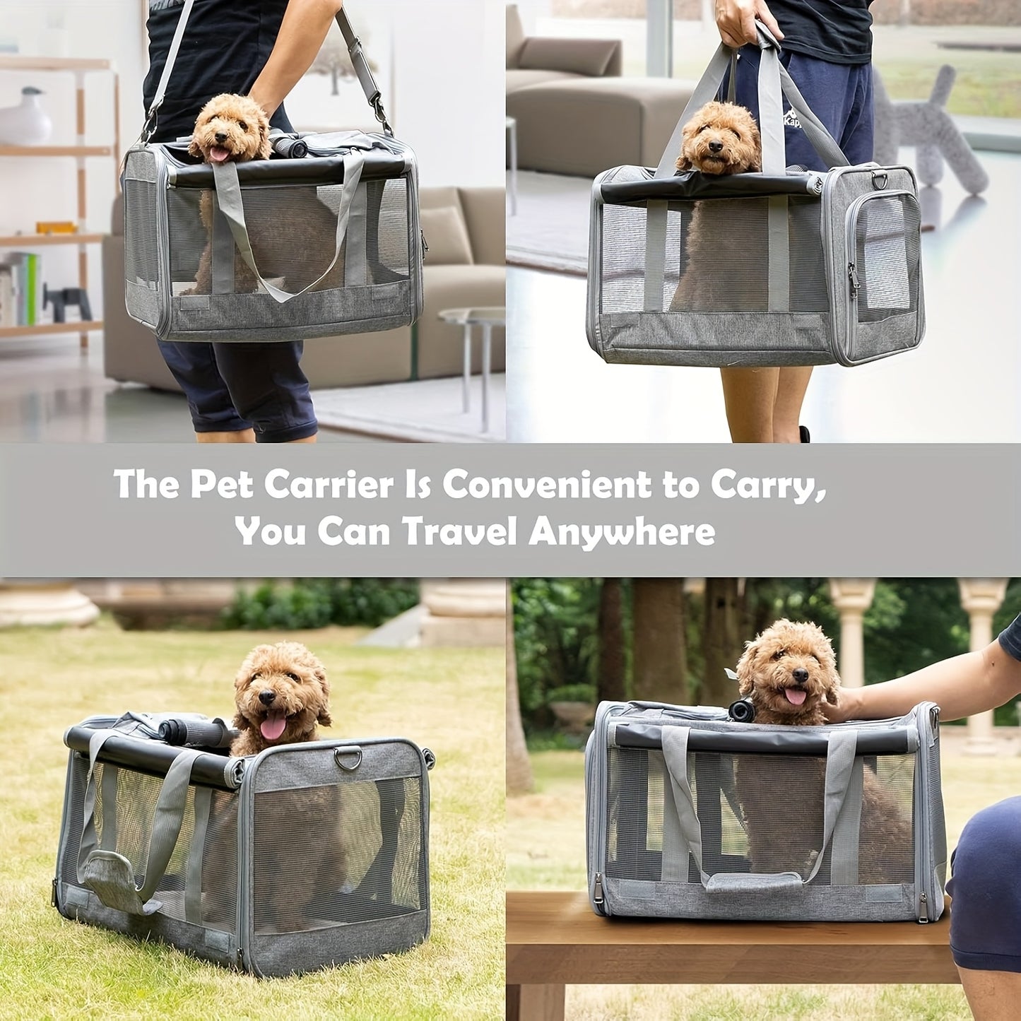 [Airline Approved Pet Carrier] Airline Approved, Comfortable, Durable Large Cat Carriers, Dog Soft Sided Carriers | Portable Travel Carrier, Collapsible, Easy to Carry, Multiple Colors, Pet Privacy Protection, Breathable